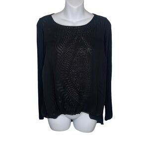 Lola & Sophie New York Long Sleeve Sheer Lined Black Blouse Size XS
